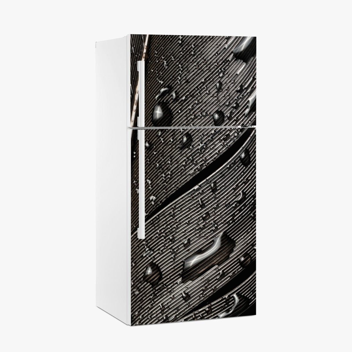 Fridge sticker monochrome feather with water droplets – Wallissimo®