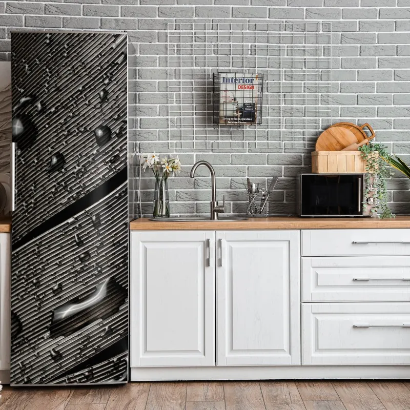 Naklejka na lodówkę czarny marmur z żyłami – Wallissimo®