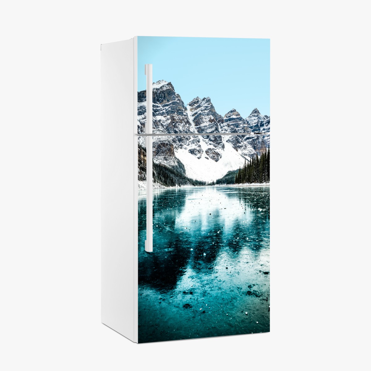 Fridge sticker icy turquoise lake reflection – Wallissimo®