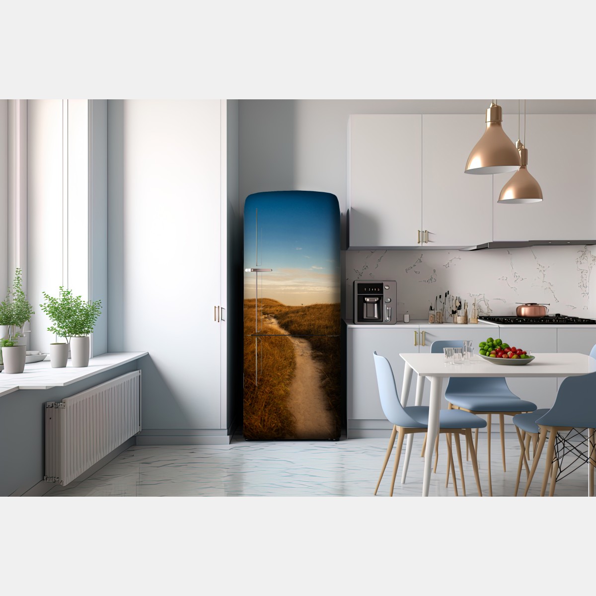 Naklejka na lodówkę słoneczna ścieżka przez wydmy – Wallissimo® Naklejka na lodówkę słoneczna ścieżka przez wydmy – Wallissimo®