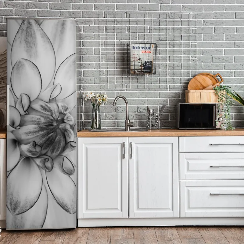 Naklejka na lodówkę turkusowy wzór łusek z złotymi detalami – Wallissimo®