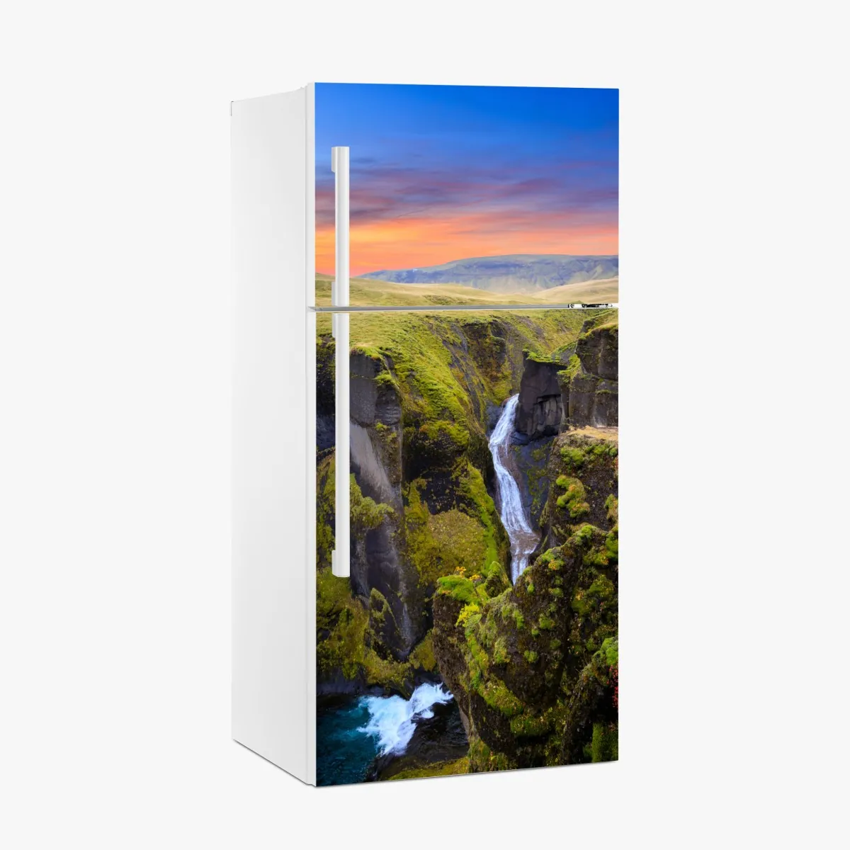 Naklejka na lodówkę Fjadrargljufur kanion o zachodzie słońca – Wallissimo® Naklejka na lodówkę Fjadrargljufur kanion o zachodzie słońca – Wallissimo®