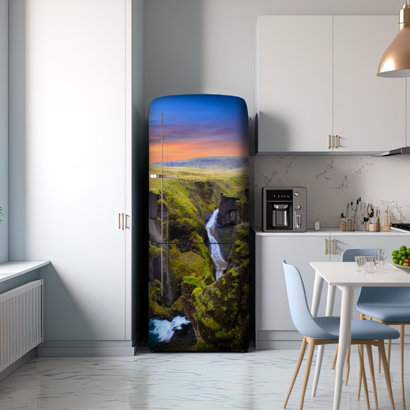 Naklejka na lodówkę Fjadrargljufur kanion o zachodzie słońca – Wallissimo® Naklejka na lodówkę Fjadrargljufur kanion o zachodzie słońca – Wallissimo®