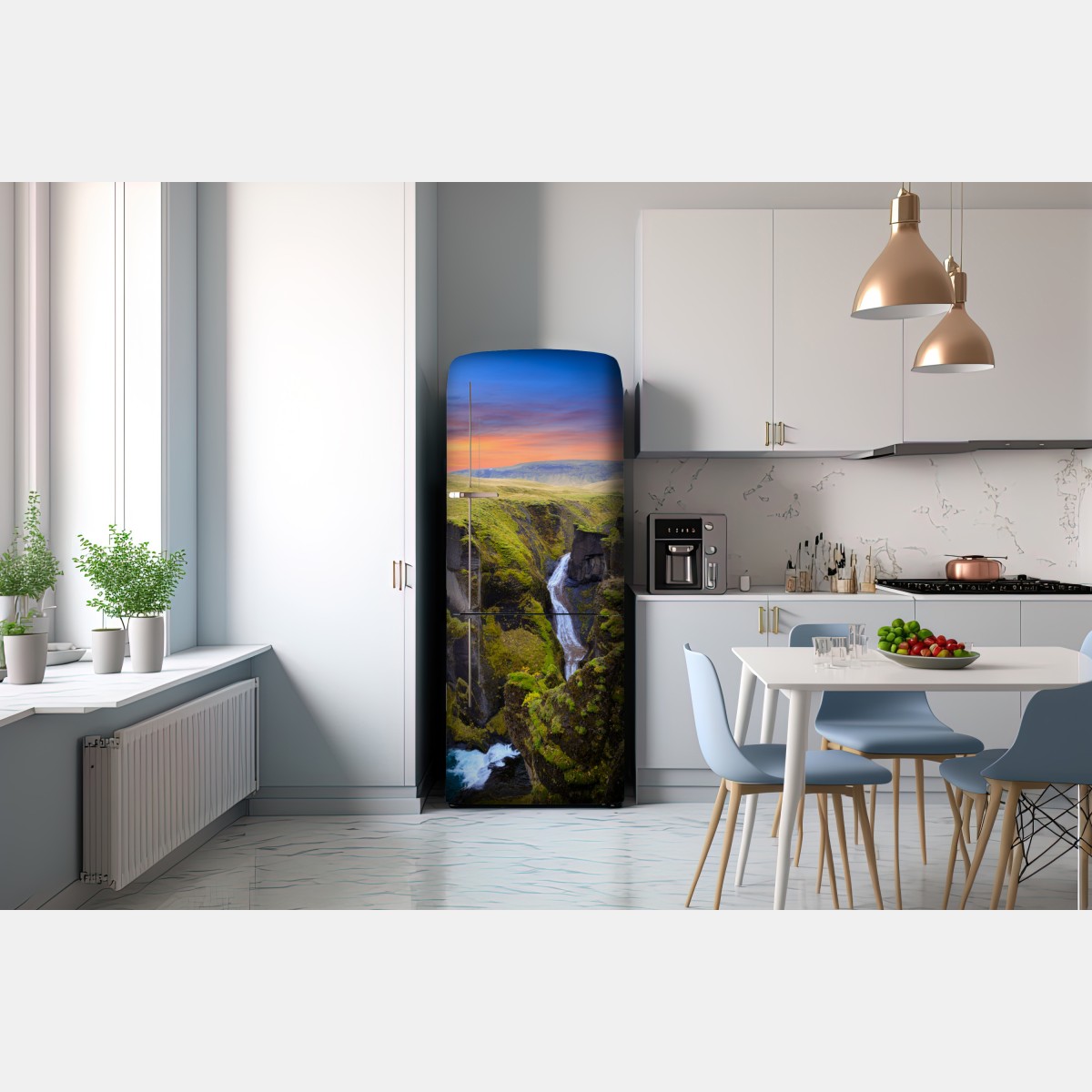 Naklejka na lodówkę Fjadrargljufur kanion o zachodzie słońca – Wallissimo® Naklejka na lodówkę Fjadrargljufur kanion o zachodzie słońca – Wallissimo®