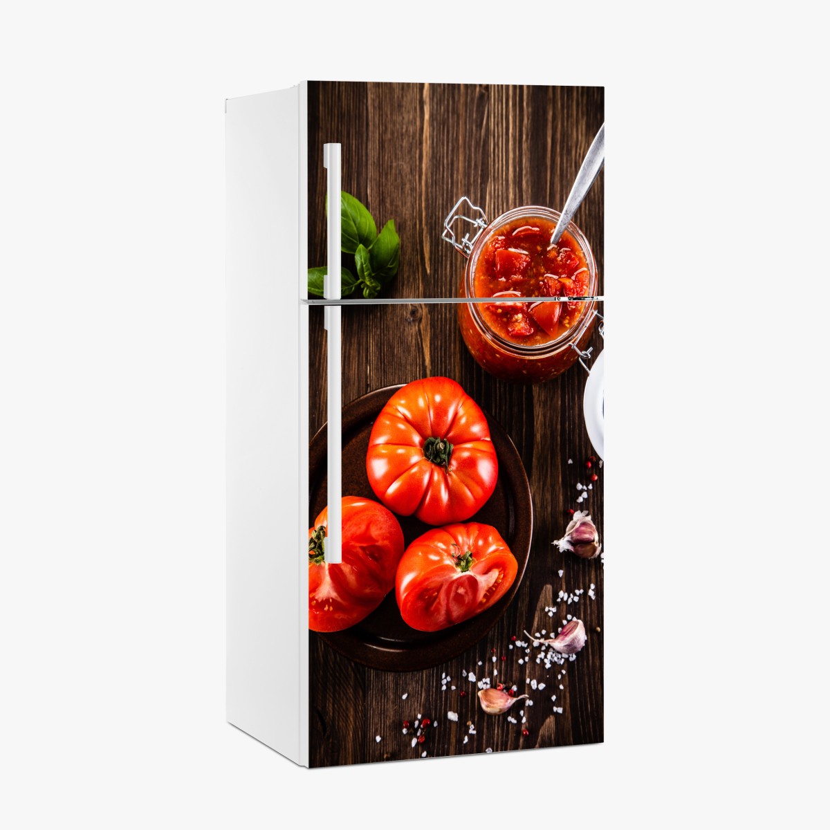 Fridge sticker fresh tomatoes and homemade sauce still life – Wallissimo®