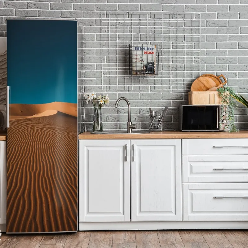 Naklejka na lodówkę spokojne alpejskie jezioro z drewnianym pomostem – Wallissimo®