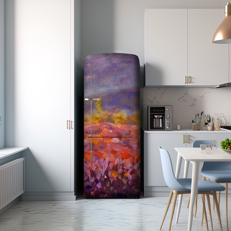 Naklejka na lodówkę Prowansja pole lawendy obraz olejny – Wallissimo® Naklejka na lodówkę Prowansja pole lawendy obraz olejny – Wallissimo®