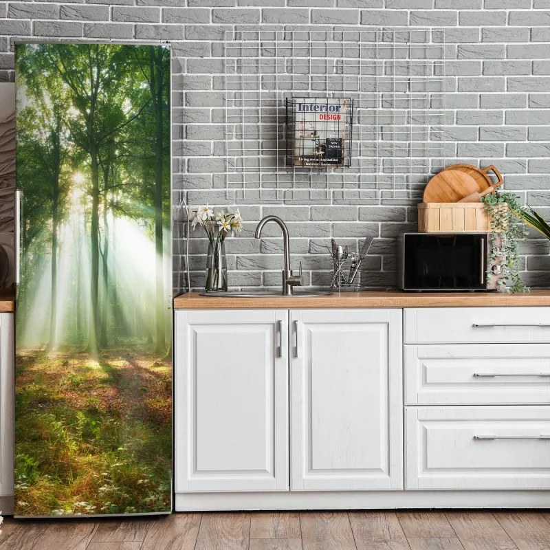 Naklejka na lodówkę turkusowo-złota abstrakcja płynna – Wallissimo®