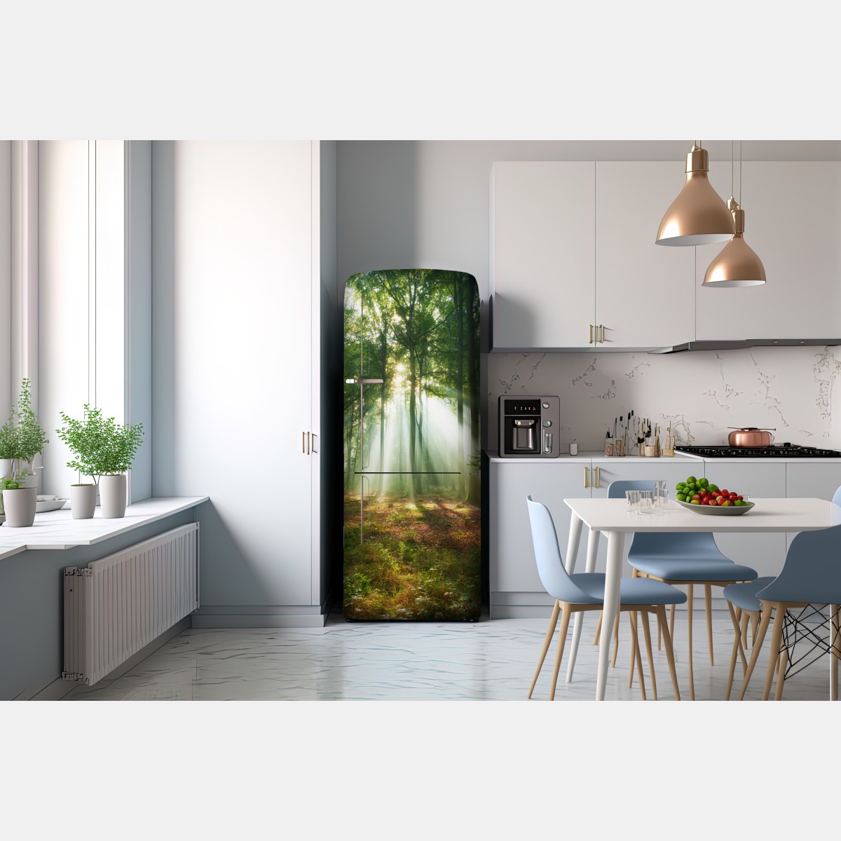 Naklejka na lodówkę poranne światło w lesie – Wallissimo® Naklejka na lodówkę poranne światło w lesie – Wallissimo®