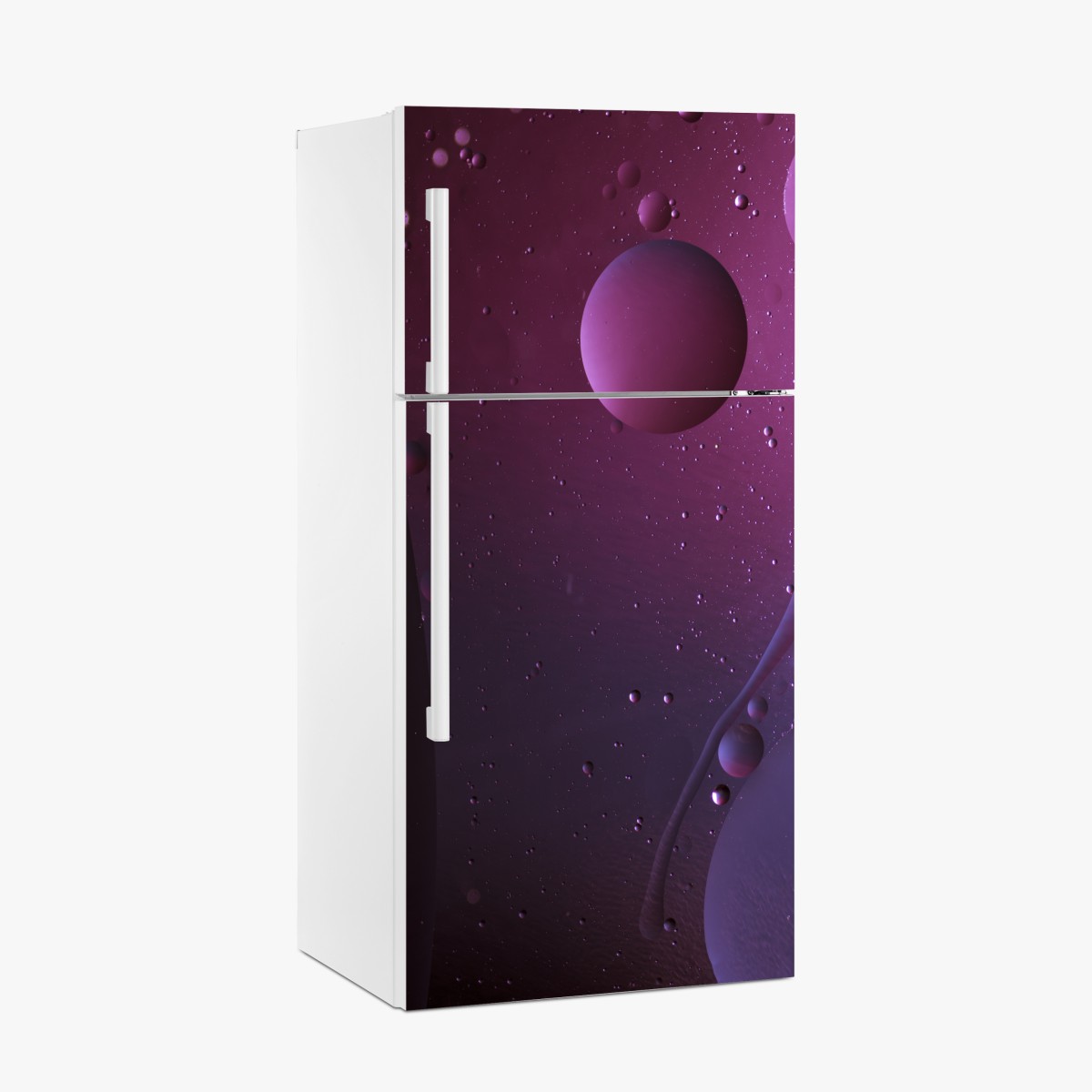 Fridge sticker purple cosmic spheres abstract art – Wallissimo®