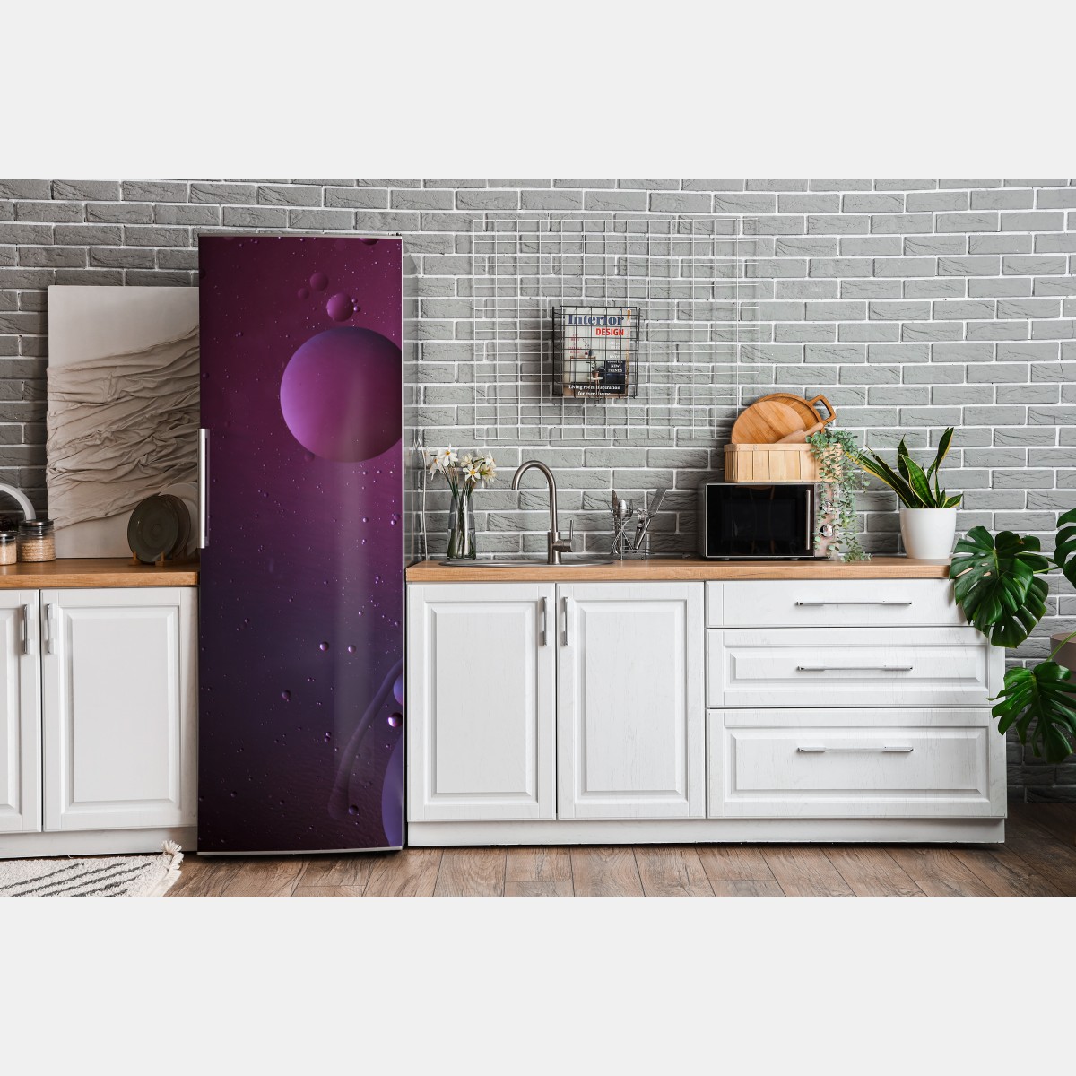Naklejka na lodówkę fioletowe kosmiczne sfery abstrakcja – Wallissimo® Naklejka na lodówkę fioletowe kosmiczne sfery abstrakcja – Wallissimo®