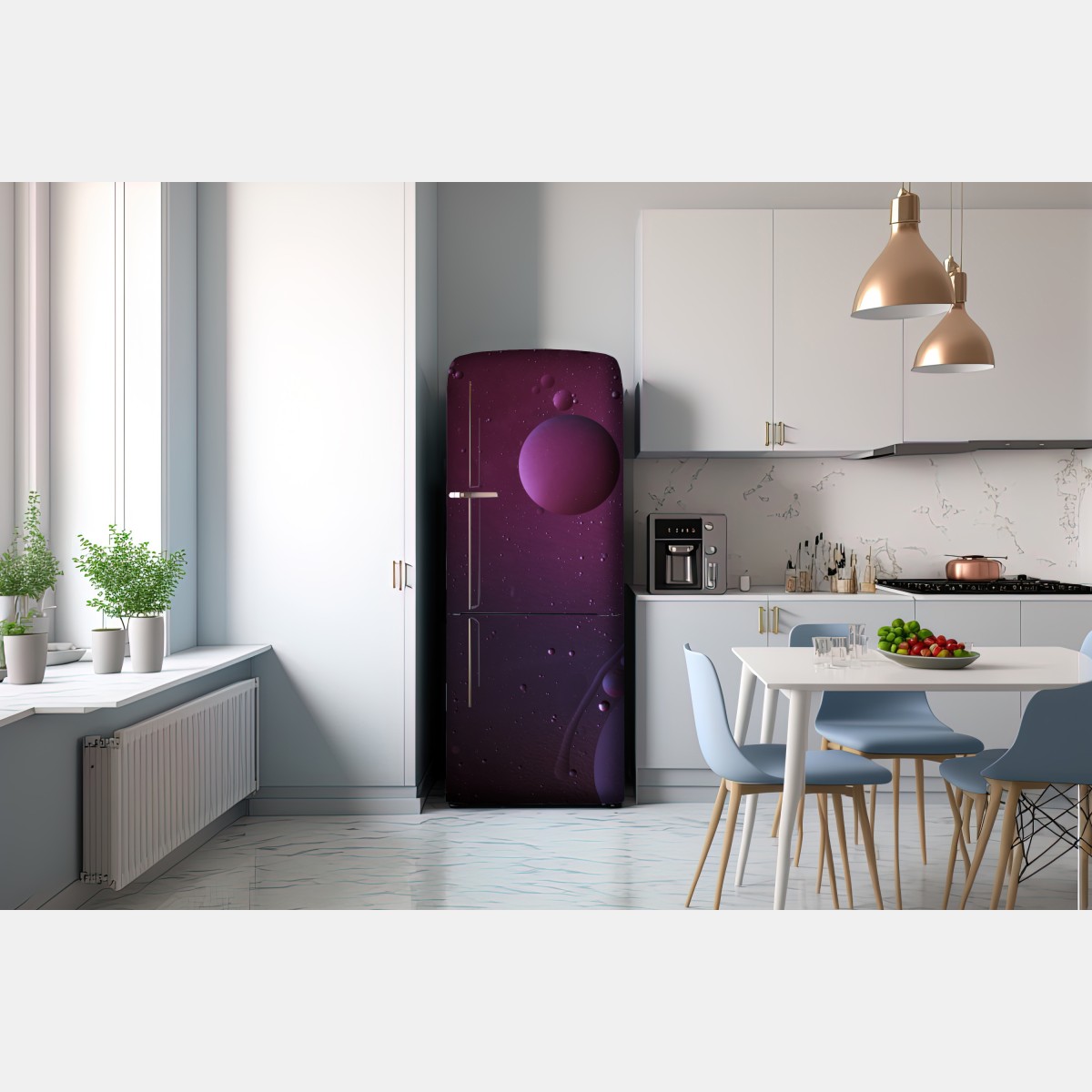 Naklejka na lodówkę fioletowe kosmiczne sfery abstrakcja – Wallissimo® Naklejka na lodówkę fioletowe kosmiczne sfery abstrakcja – Wallissimo®