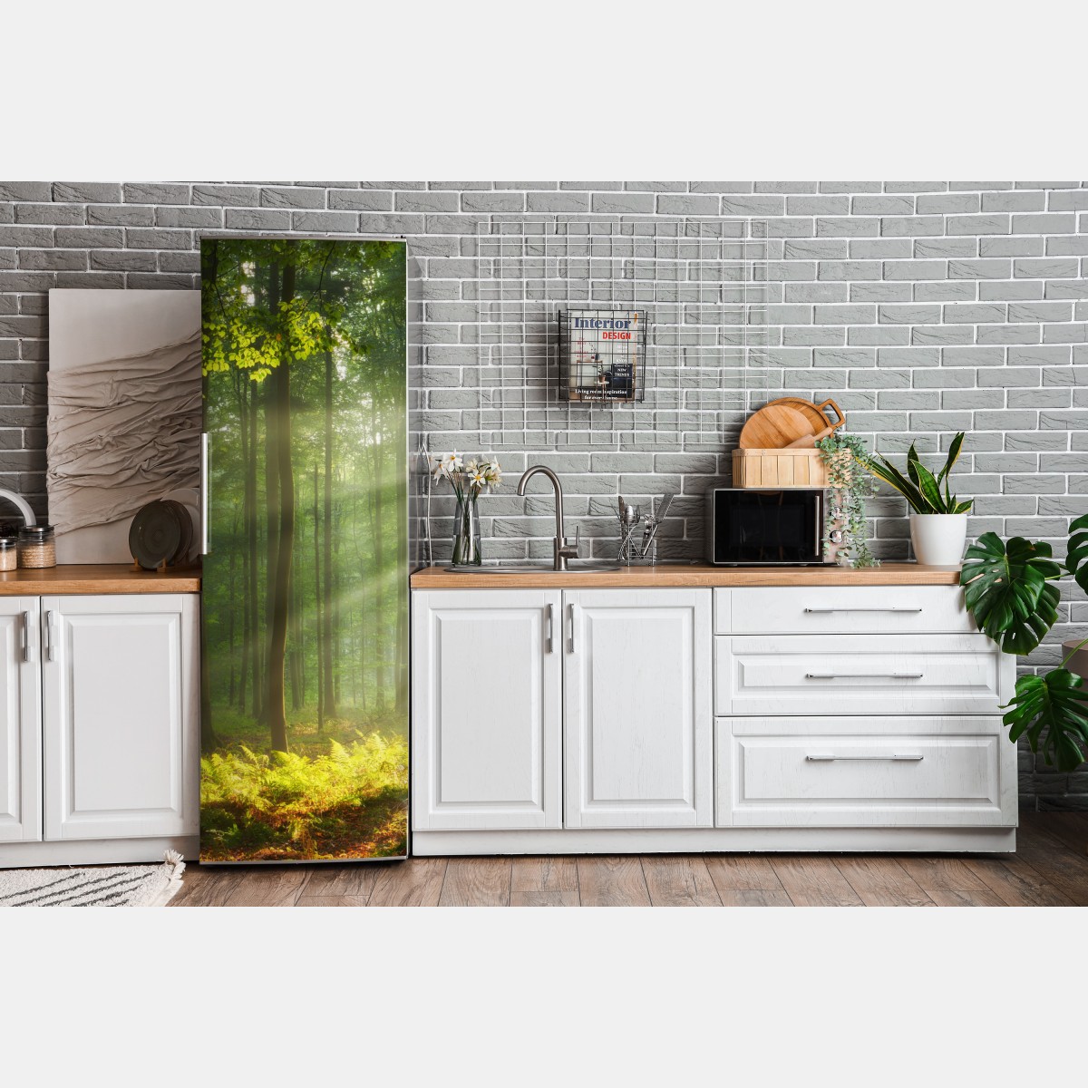 Naklejka na lodówkę poranne światło w lesie – Wallissimo® Naklejka na lodówkę poranne światło w lesie – Wallissimo®