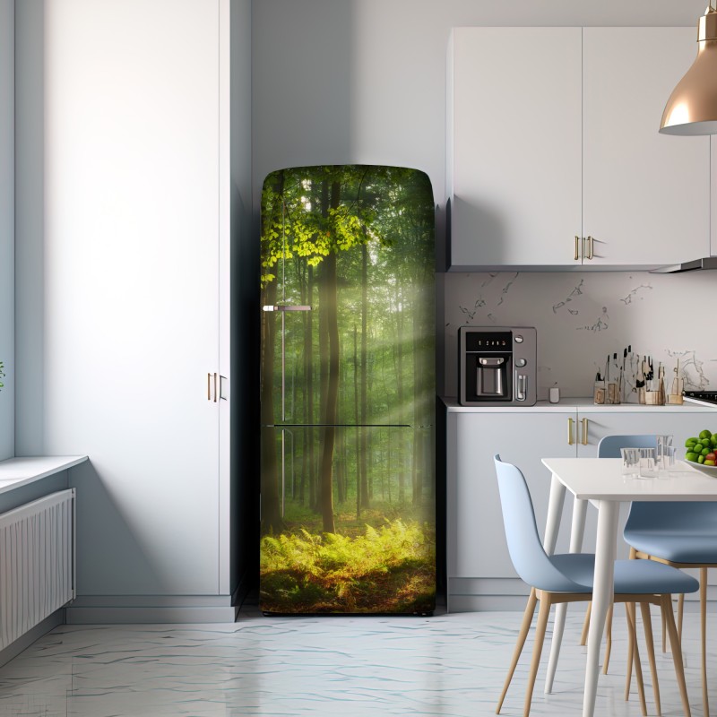 Naklejka na lodówkę poranne światło w lesie – Wallissimo® Naklejka na lodówkę poranne światło w lesie – Wallissimo®