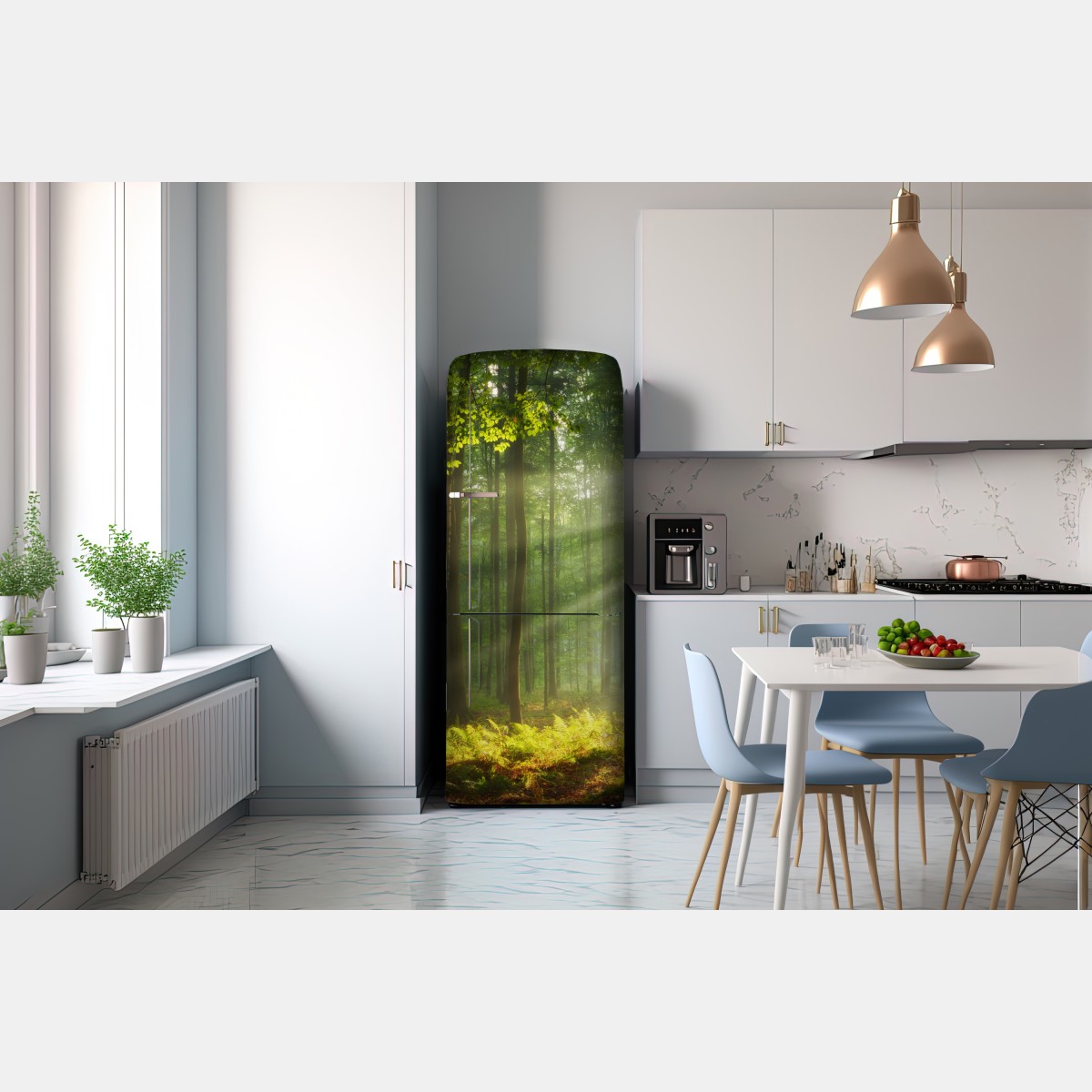 Naklejka na lodówkę poranne światło w lesie – Wallissimo® Naklejka na lodówkę poranne światło w lesie – Wallissimo®