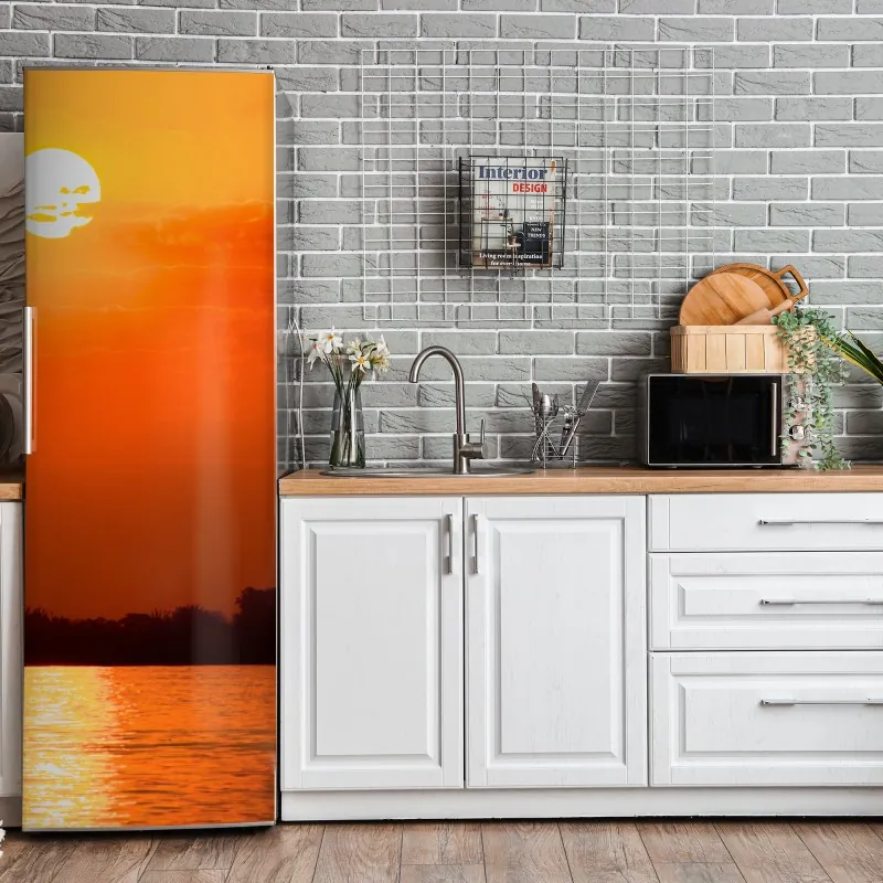 Naklejka na lodówkę wzór tropikalnych liści monstery – Wallissimo®