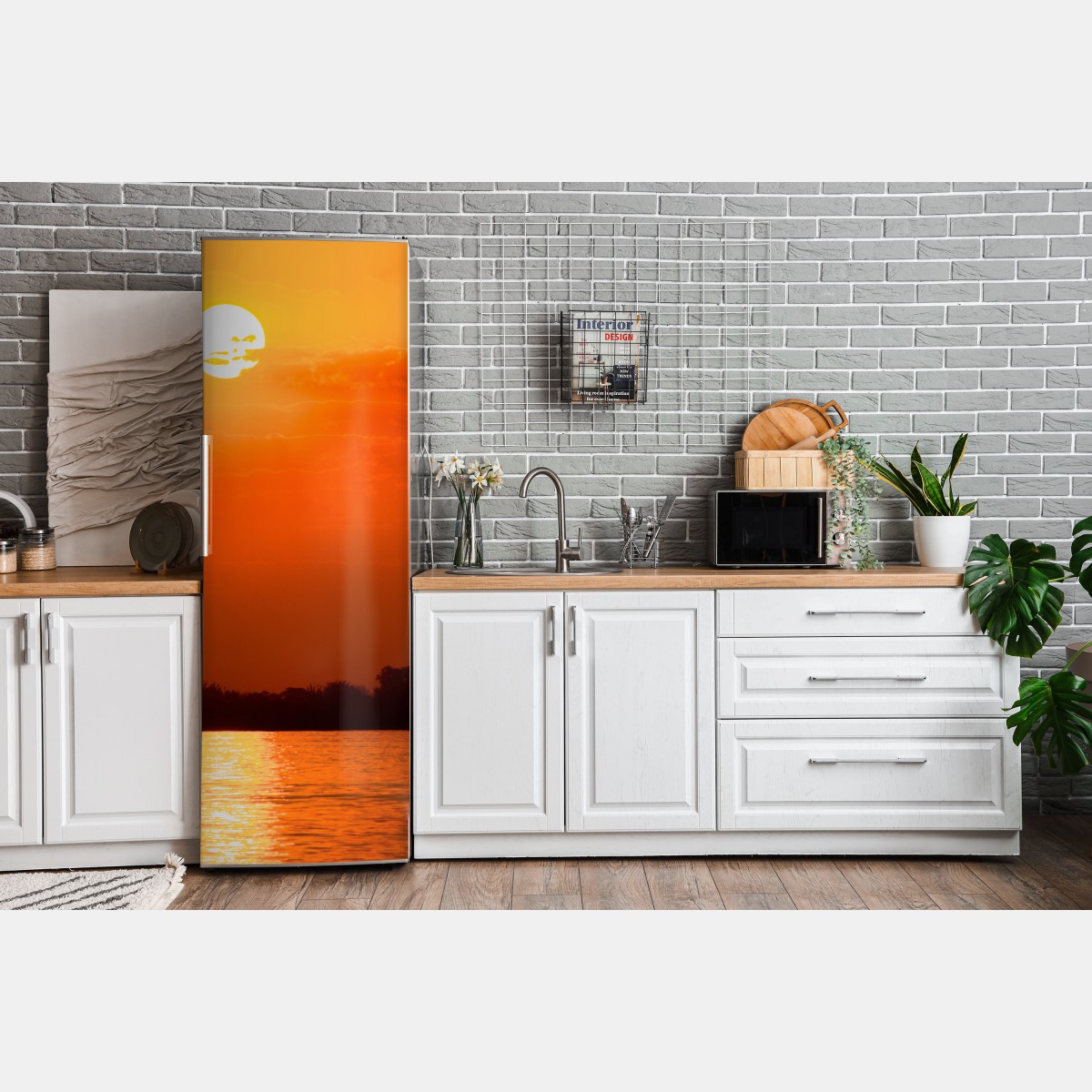 Naklejka na lodówkę złoty zachód słońca nad spokojnym jeziorem – Wallissimo® Naklejka na lodówkę złoty zachód słońca nad spokojnym jeziorem – Wallissimo®