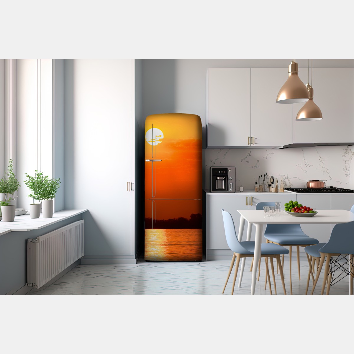 Naklejka na lodówkę złoty zachód słońca nad spokojnym jeziorem – Wallissimo® Naklejka na lodówkę złoty zachód słońca nad spokojnym jeziorem – Wallissimo®