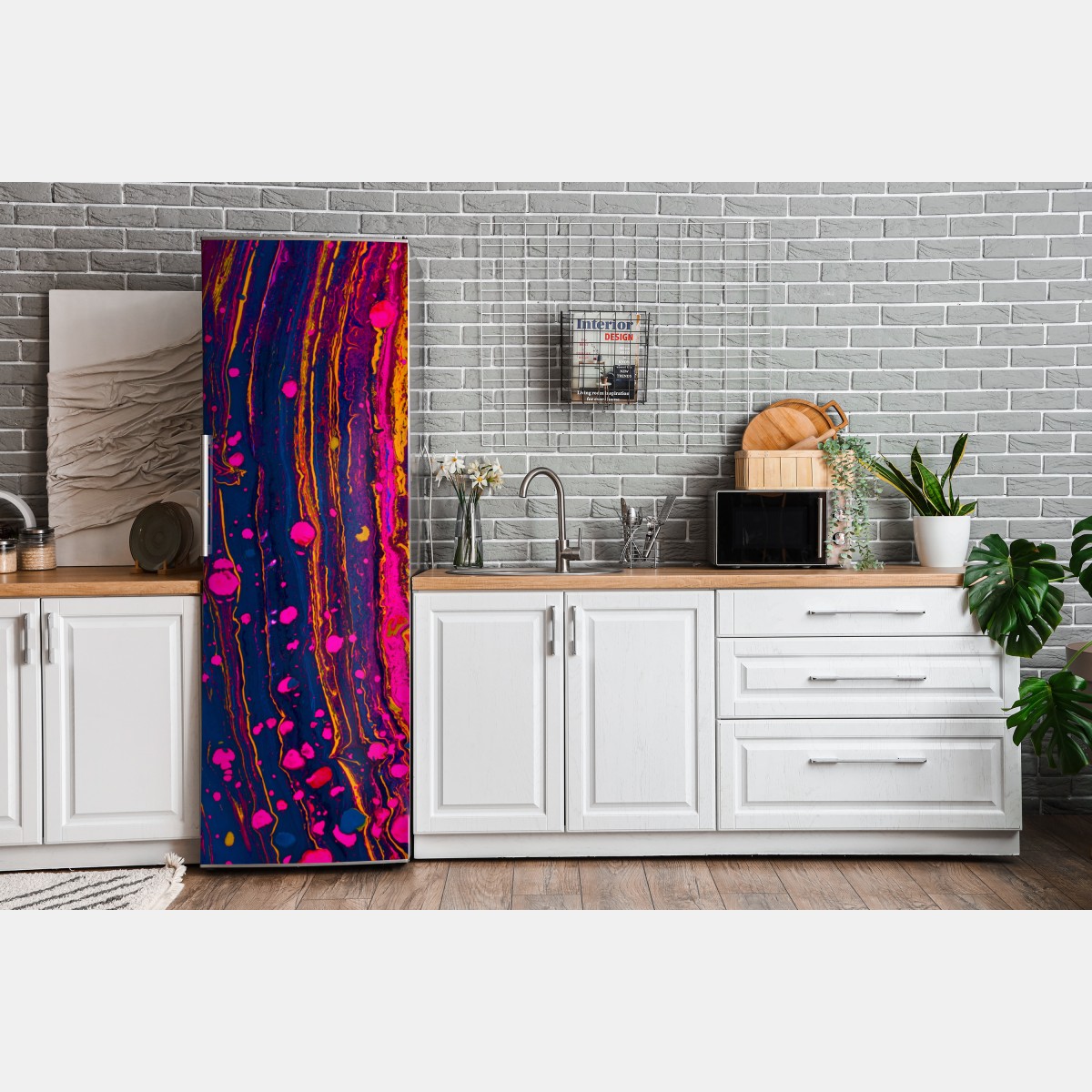 Naklejka na lodówkę neonowa marmurkowa grafika abstrakcyjna – Wallissimo® Naklejka na lodówkę neonowa marmurkowa grafika abstrakcyjna – Wallissimo®