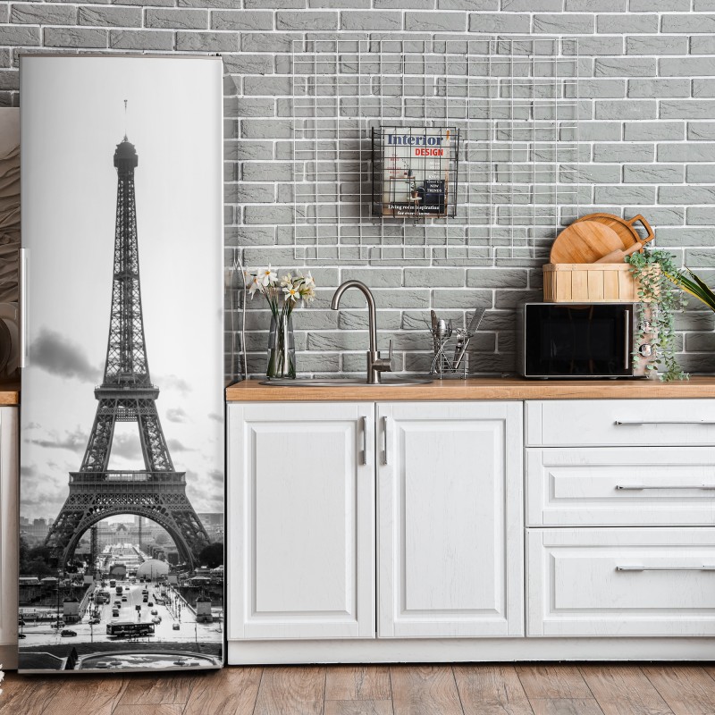 Naklejka na lodówkę jasny wzór z cytrynami i kwiatami – Wallissimo®