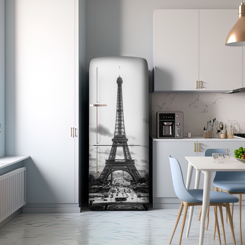 Naklejka na lodówkę Paryż Wieża Eiffla w monochromie – Wallissimo® Naklejka na lodówkę Paryż Wieża Eiffla w monochromie – Wallissimo®