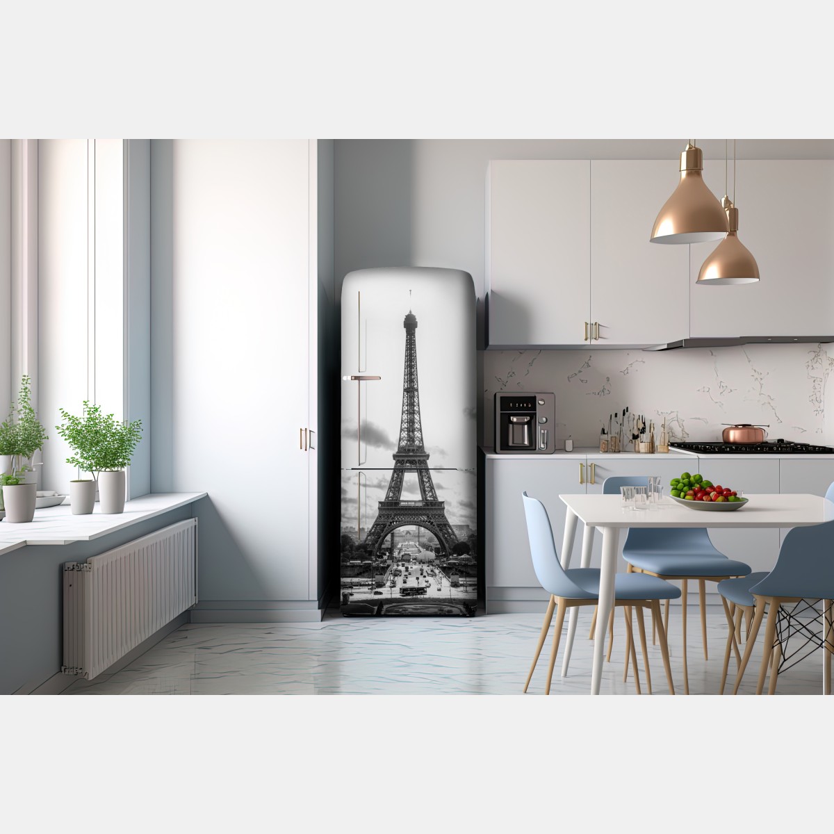 Naklejka na lodówkę Paryż Wieża Eiffla w monochromie – Wallissimo® Naklejka na lodówkę Paryż Wieża Eiffla w monochromie – Wallissimo®