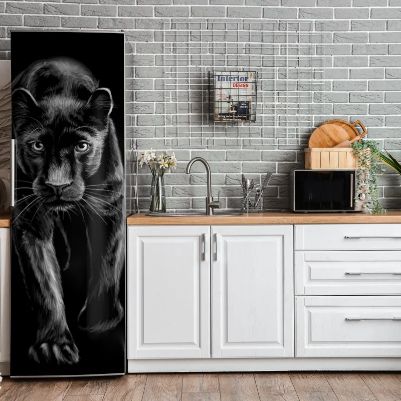 Naklejka na lodówkę monochromatyczne zbliżenie ręki przy pianinie – Wallissimo®