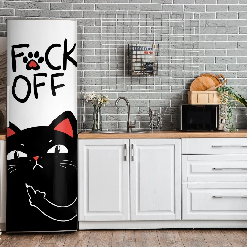 Naklejka na lodówkę odważna geometryczna elewacja w pomarańczy i turkusie – Wallissimo®