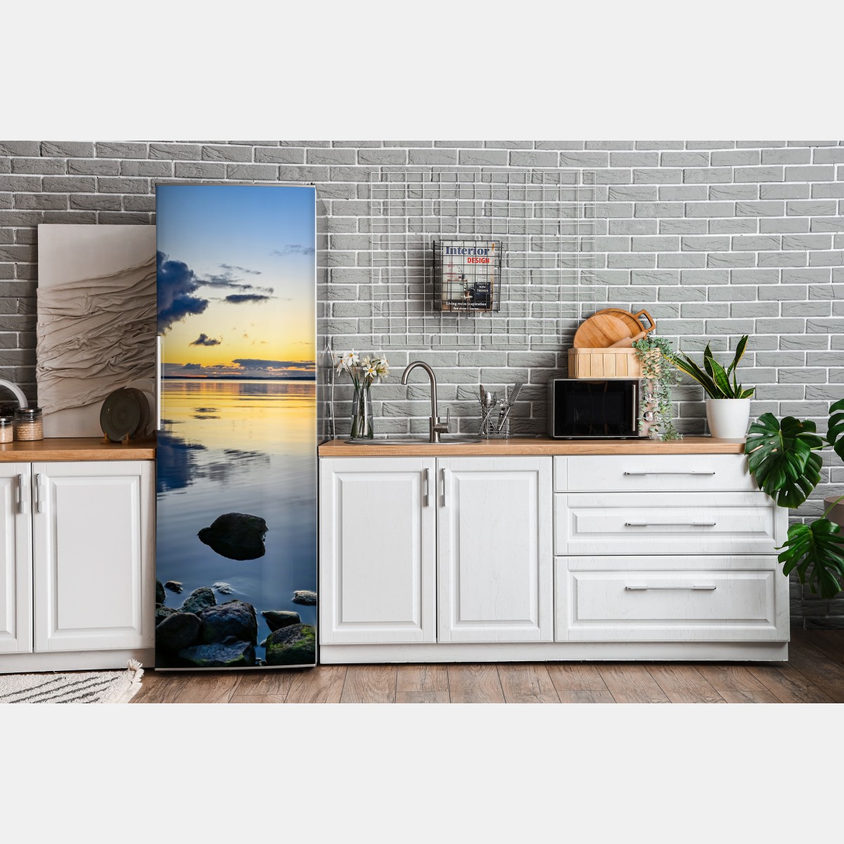 Naklejka na lodówkę spokojne nadmorskie odbicie zachodu słońca – Wallissimo® Naklejka na lodówkę spokojne nadmorskie odbicie zachodu słońca – Wallissimo®