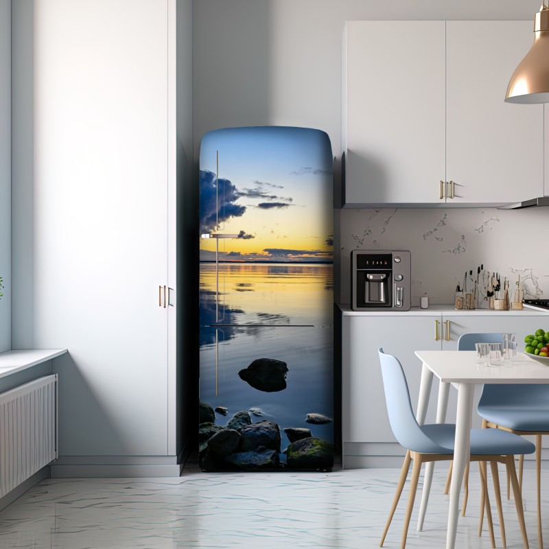 Naklejka na lodówkę spokojne nadmorskie odbicie zachodu słońca – Wallissimo® Naklejka na lodówkę spokojne nadmorskie odbicie zachodu słońca – Wallissimo®