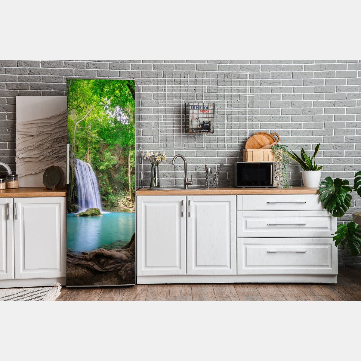 Naklejka na lodówkę spokojny wodospad w Parku Narodowym Erawan – Wallissimo® Naklejka na lodówkę spokojny wodospad w Parku Narodowym Erawan – Wallissimo®