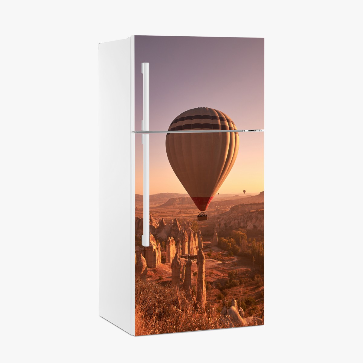Fridge sticker Cappadocia sunrise balloon over rock formations – Wallissimo®