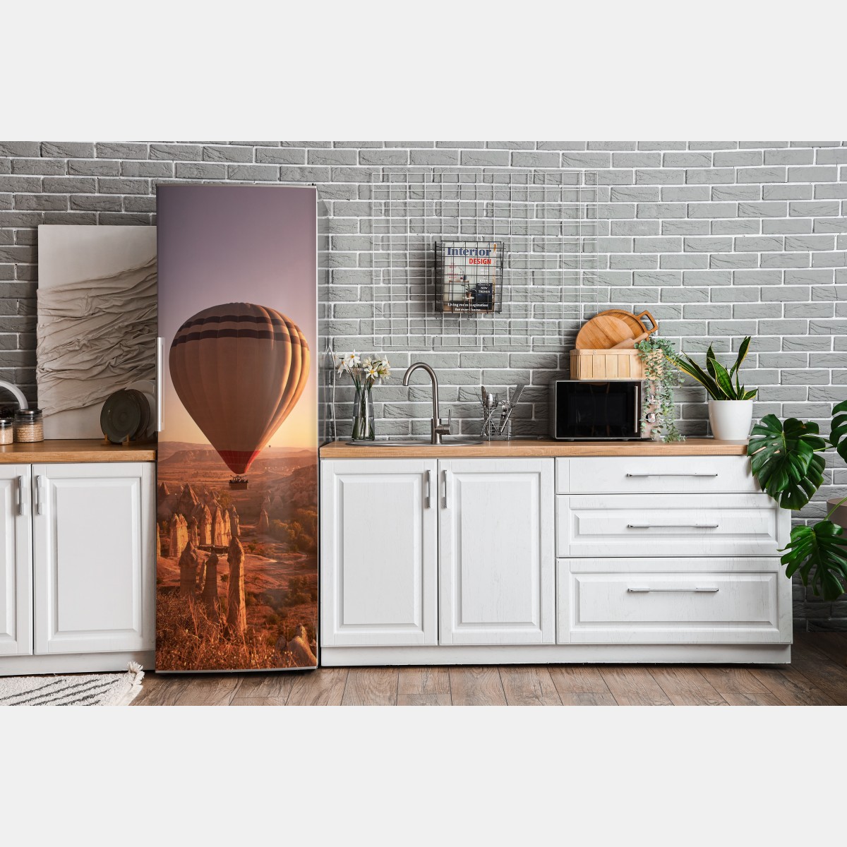 Naklejka na lodówkę balon nad Kapadocją o wschodzie słońca – Wallissimo® Naklejka na lodówkę balon nad Kapadocją o wschodzie słońca – Wallissimo®