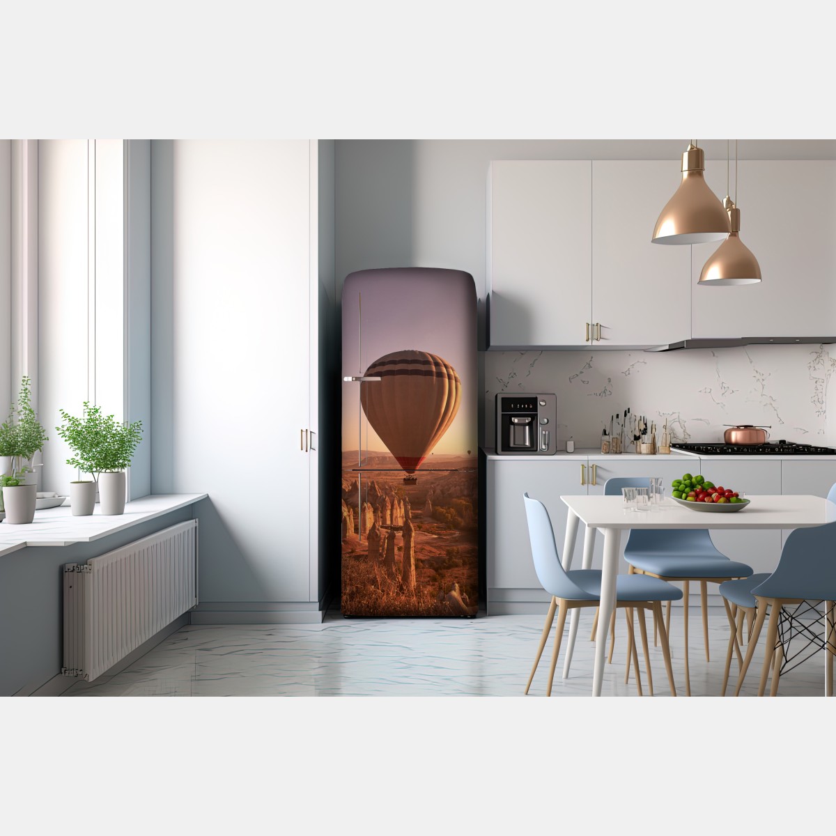 Naklejka na lodówkę balon nad Kapadocją o wschodzie słońca – Wallissimo® Naklejka na lodówkę balon nad Kapadocją o wschodzie słońca – Wallissimo®