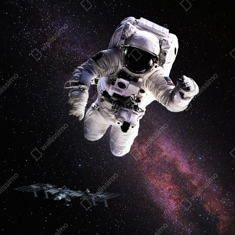 Naklejka na lodówkę astronauta nad Ziemią i galaktyką – Wallissimo® Naklejka na lodówkę astronauta nad Ziemią i galaktyką – Wallissimo®