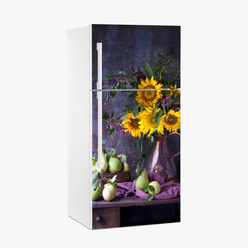 Naklejka na lodówkę abstrakcyjny wzór złotych fal – Wallissimo®