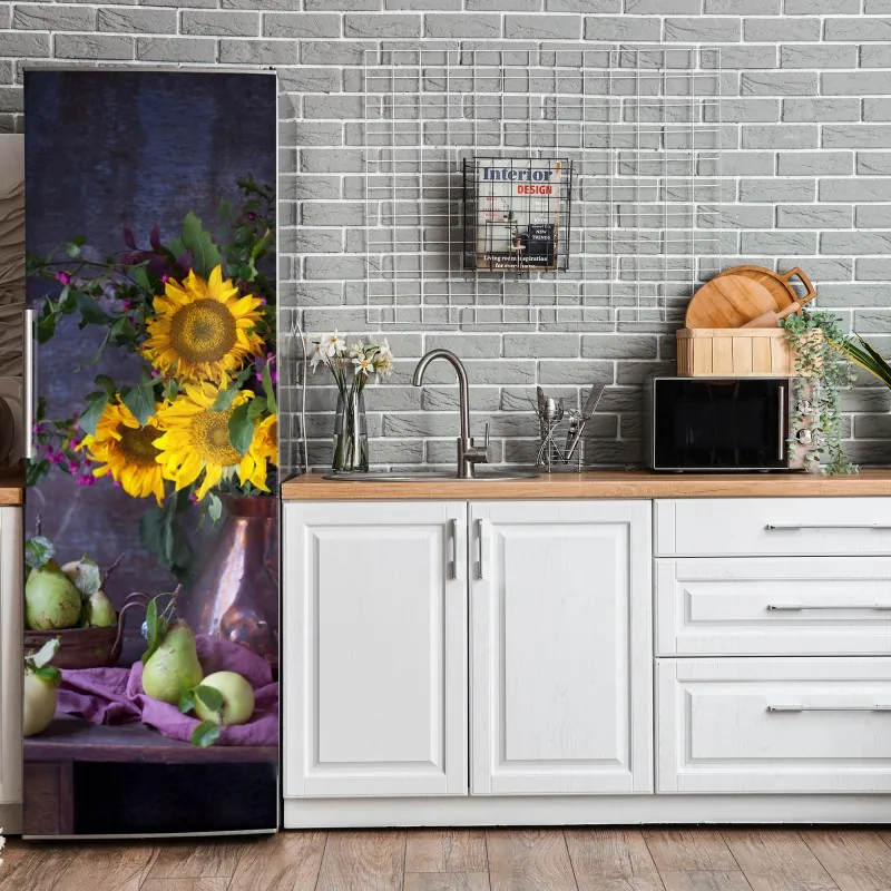 Naklejka na lodówkę abstrakcyjny wzór złotych fal – Wallissimo®