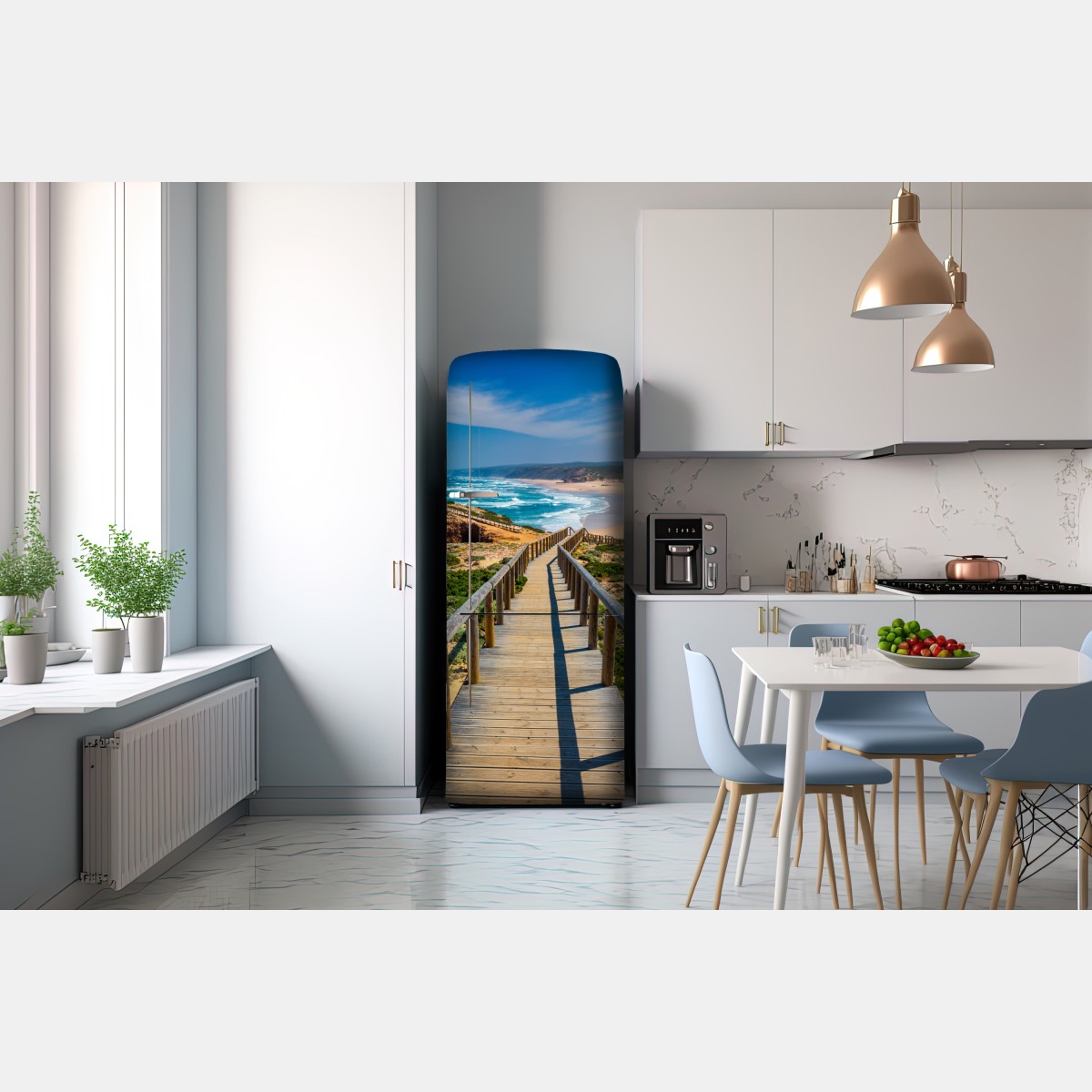 Naklejka na lodówkę drewniany pomost prowadzący na plażę Praia da Bordeira – Wallissimo® Naklejka na lodówkę drewniany pomost prowadzący na plażę Praia da Bordeira – Wallissimo®