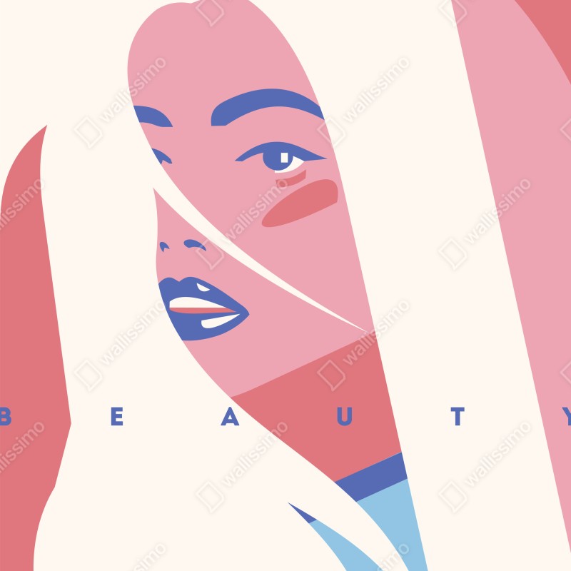 Naklejka na lodówkę pastelowy pop-artowy portret piękna – Wallissimo® Naklejka na lodówkę pastelowy pop-artowy portret piękna – Wallissimo®