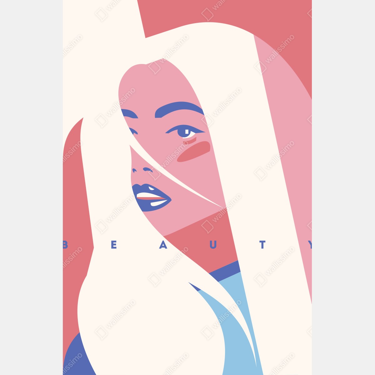 Naklejka na lodówkę pastelowy pop-artowy portret piękna – Wallissimo® Naklejka na lodówkę pastelowy pop-artowy portret piękna – Wallissimo®