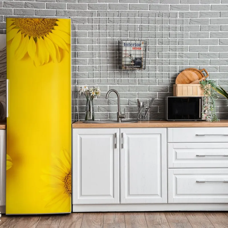 Naklejka na lodówkę vintage palmy na Hawajach o zachodzie słońca – Wallissimo®