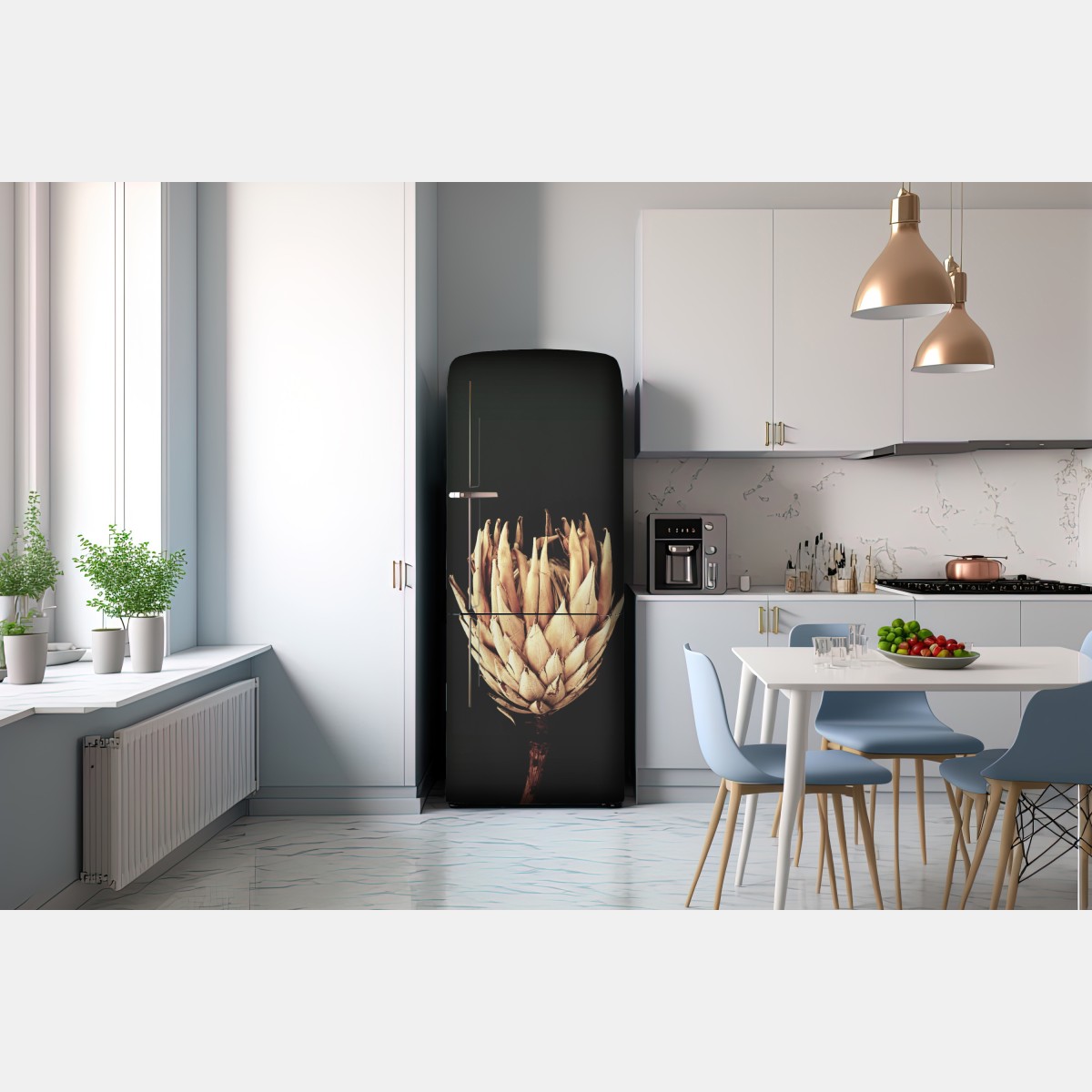 Naklejka na lodówkę sucha protea w sepii – Wallissimo® Naklejka na lodówkę sucha protea w sepii – Wallissimo®