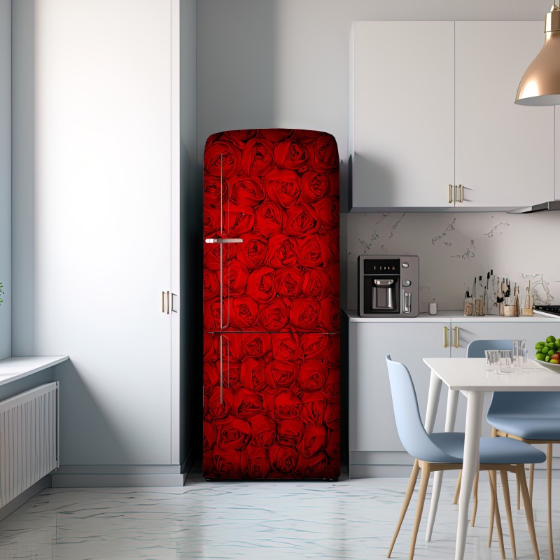 Naklejka na lodówkę nieskończone czerwone róże – Wallissimo® Naklejka na lodówkę nieskończone czerwone róże – Wallissimo®