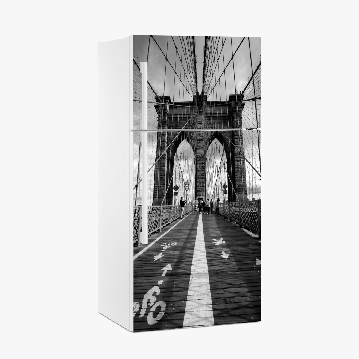 Fridge sticker Brooklyn Bridge perspective in monochrome – Wallissimo®