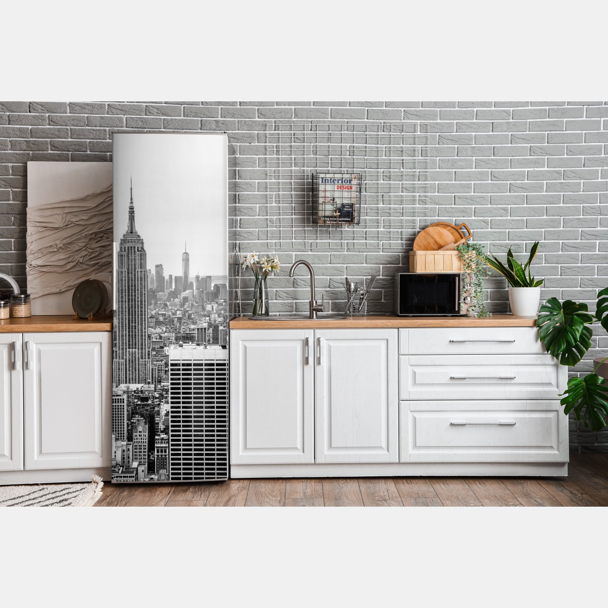 Naklejka na lodówkę ponadczasowa panorama Nowego Jorku z Empire State Building – Wallissimo® Naklejka na lodówkę ponadczasowa panorama Nowego Jorku z Empire State Building – Wallissimo®