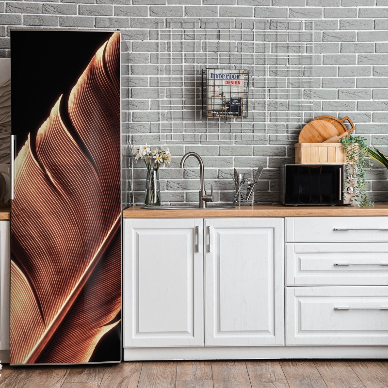 Naklejka na lodówkę różowa papuga i chryzantema - botaniczny motyw – Wallissimo®