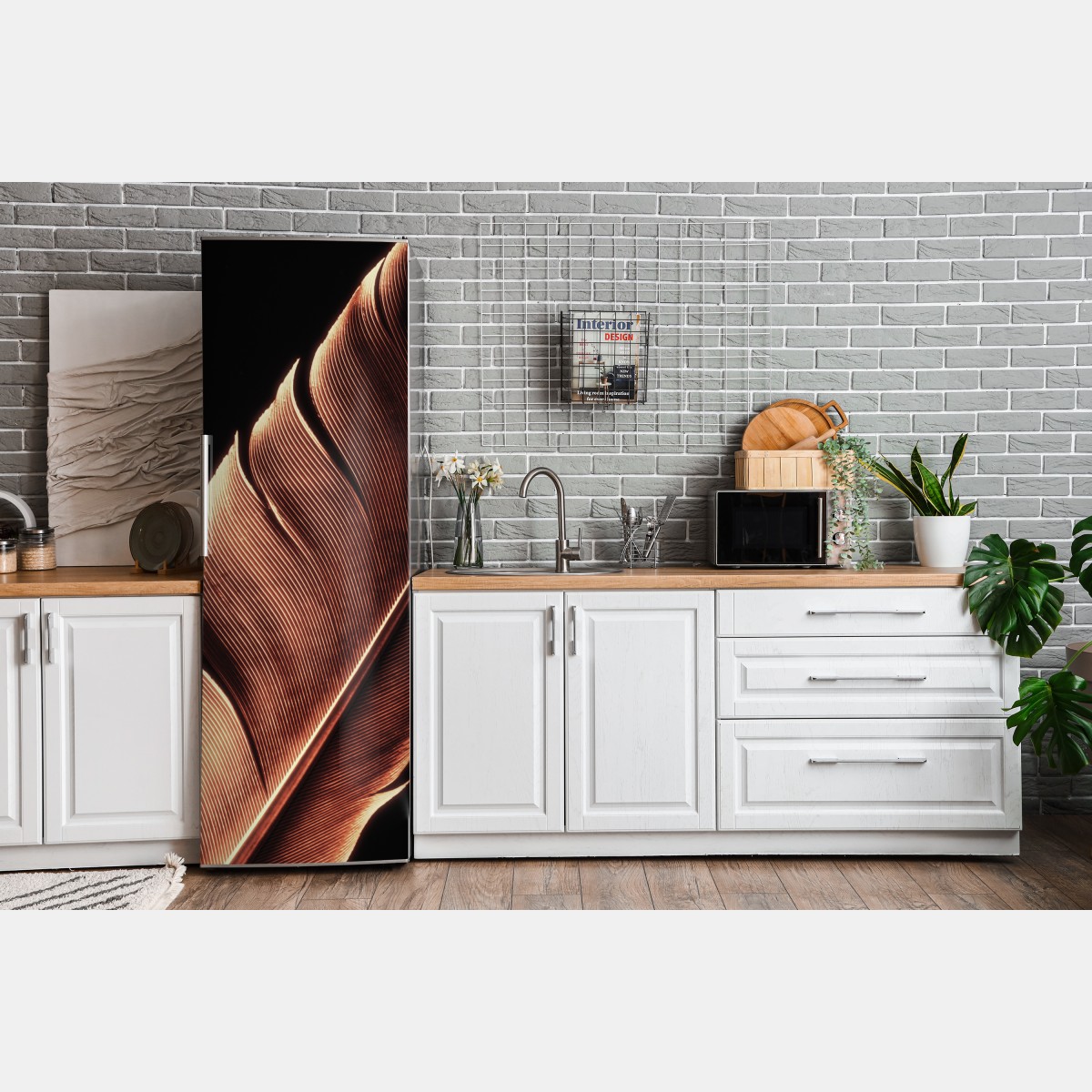 Naklejka na lodówkę złote pióro makro na czarnym tle – Wallissimo® Naklejka na lodówkę złote pióro makro na czarnym tle – Wallissimo®