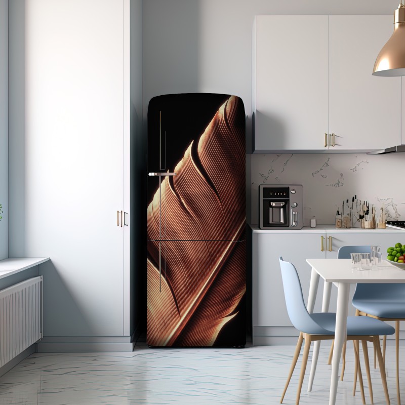 Naklejka na lodówkę złote pióro makro na czarnym tle – Wallissimo® Naklejka na lodówkę złote pióro makro na czarnym tle – Wallissimo®