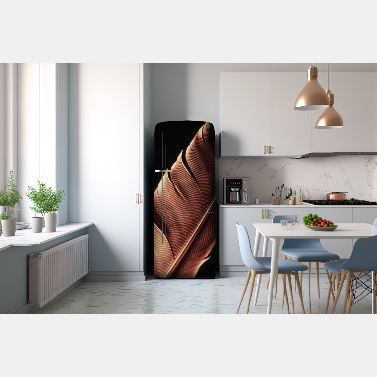 Naklejka na lodówkę złote pióro makro na czarnym tle – Wallissimo® Naklejka na lodówkę złote pióro makro na czarnym tle – Wallissimo®