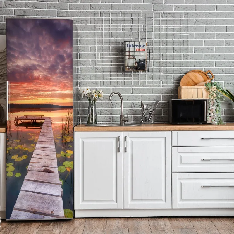 Naklejka na lodówkę tropikalny wzór strelicji – Wallissimo®